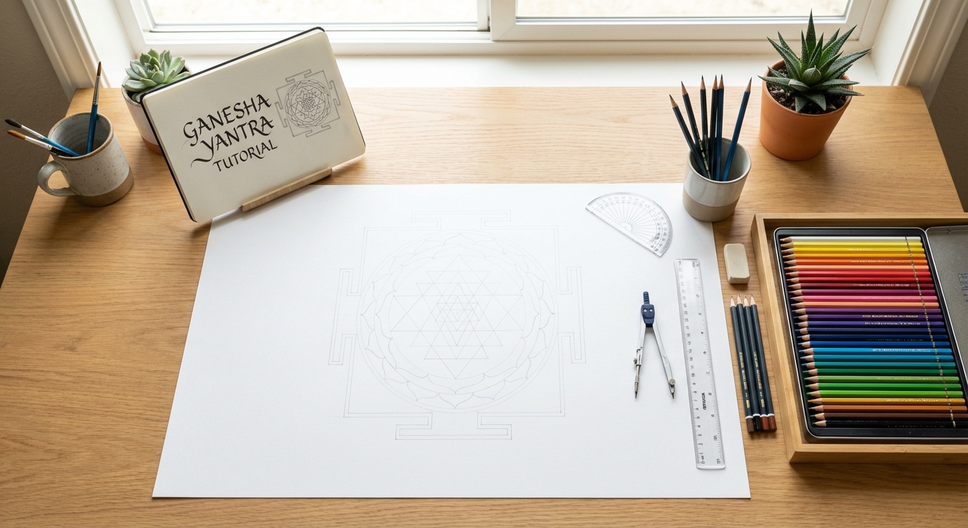 geometric Ganesha Yantra tutorial workspace