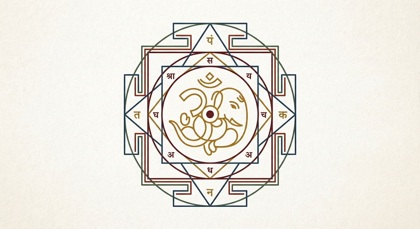 geometric Ganesha Yantra tutorial bindu and central motif