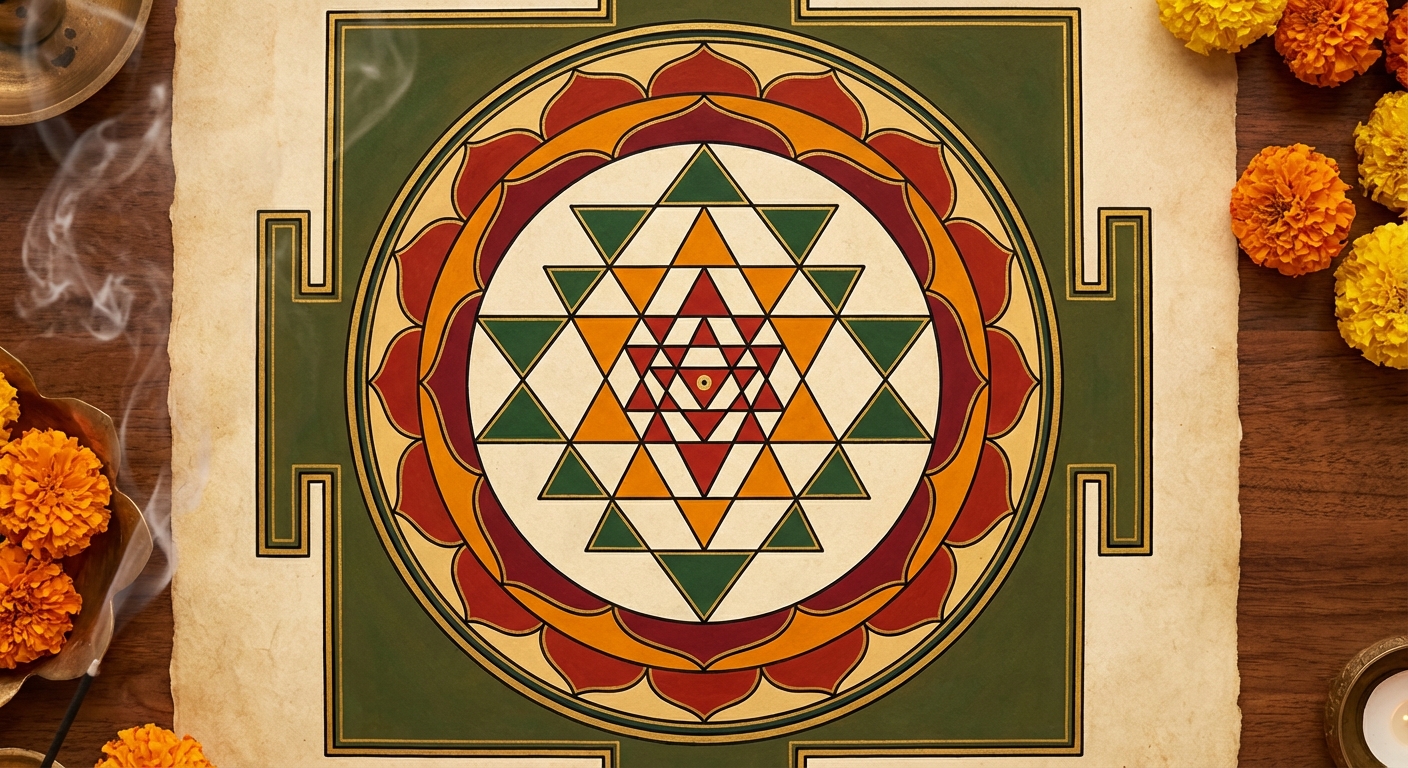 geometric Ganesha Yantra tutorial coloring