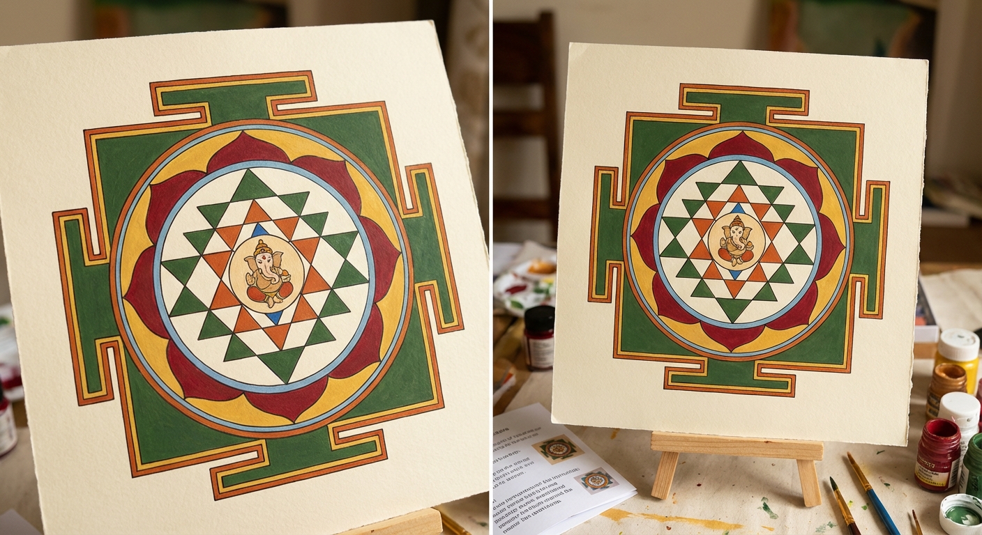 Coloring geometric ganesha yantra tutorial