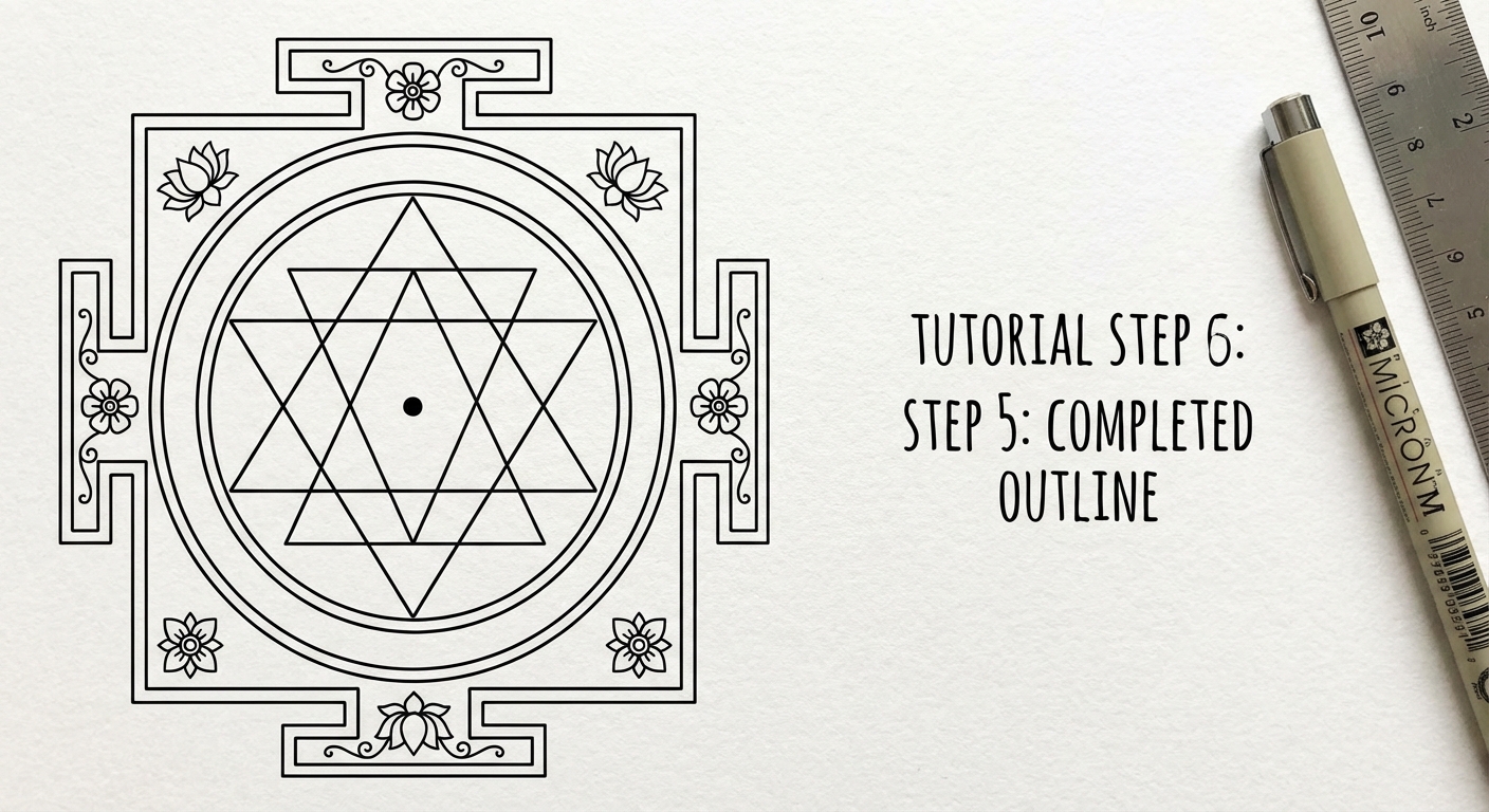 Adding details ganesha yantra geometric tutorial