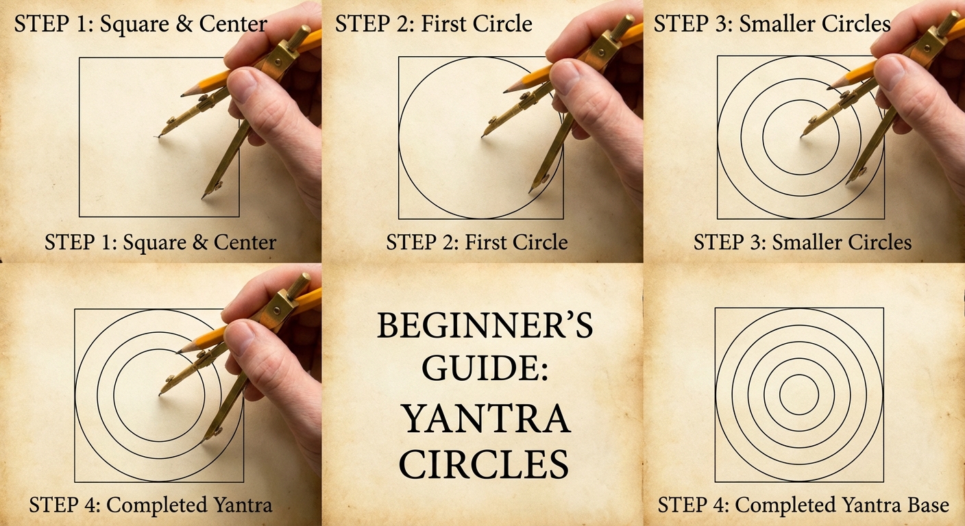 Concentric circles geometric ganesha yantra tutorial