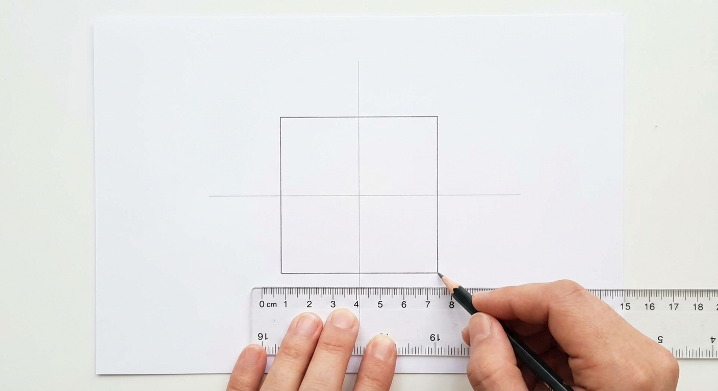 Drawing outer square geometric ganesha yantra tutorial