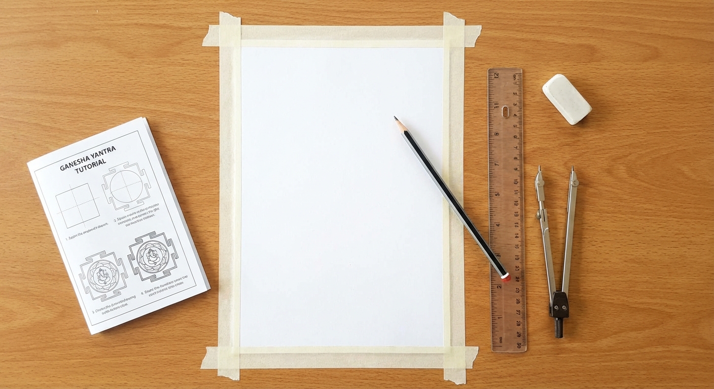 Workspace preparation for geometric ganesha yantra tutorial