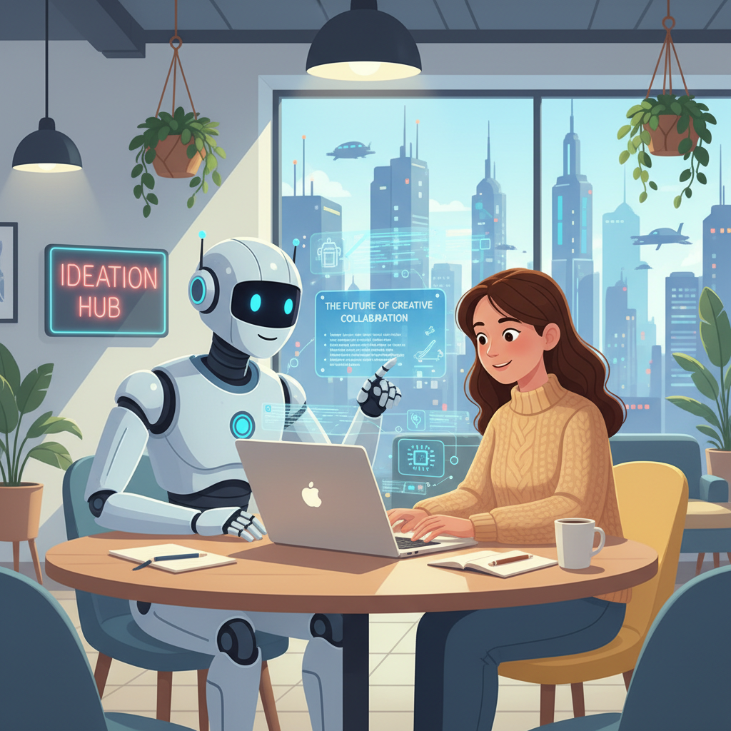 AI assistant and human collaborating on blog writing