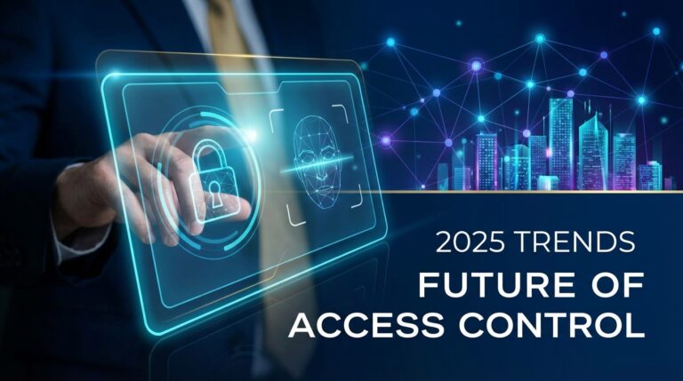 Modern digital keypad and biometric scanner demonstrating the future of access control systems for secure entry in 2025